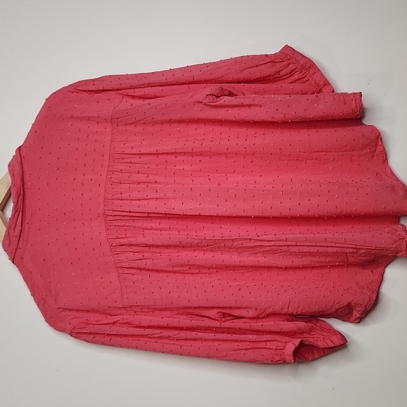 Free People Dark Dusty‎ Pink, Textured Button Up Swiss Dot Blouse Women Size m - Picture 6 of 6